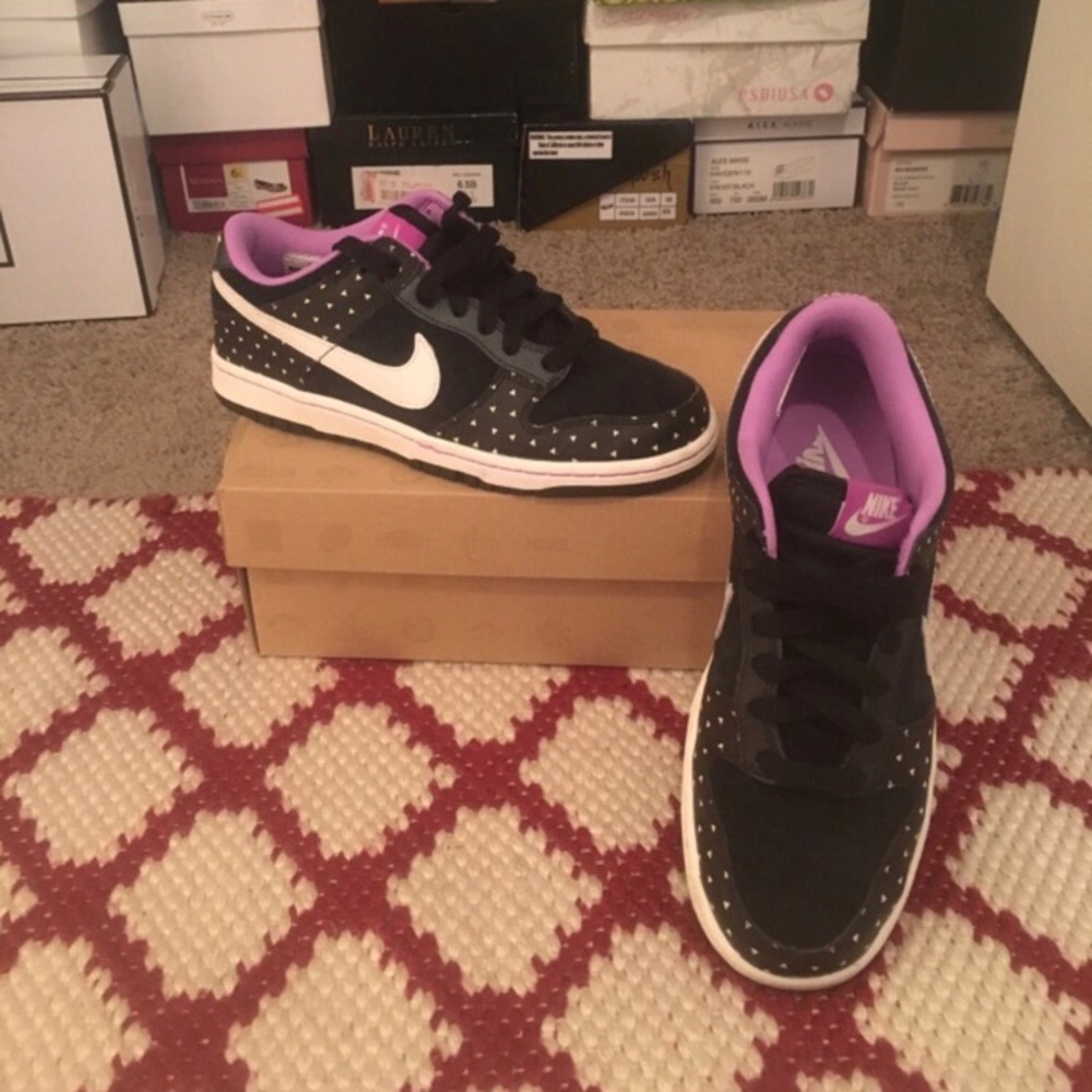 Nike Dunks - Black w/ purple & white accents.